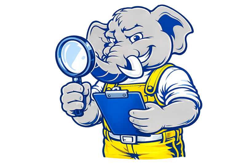 Honcho, the No Pressure Plumbing mascot, illustrating a plumbing checkup
